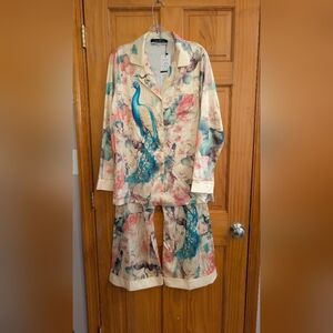 Dalia Macphee Peacock Floral Pajama Set